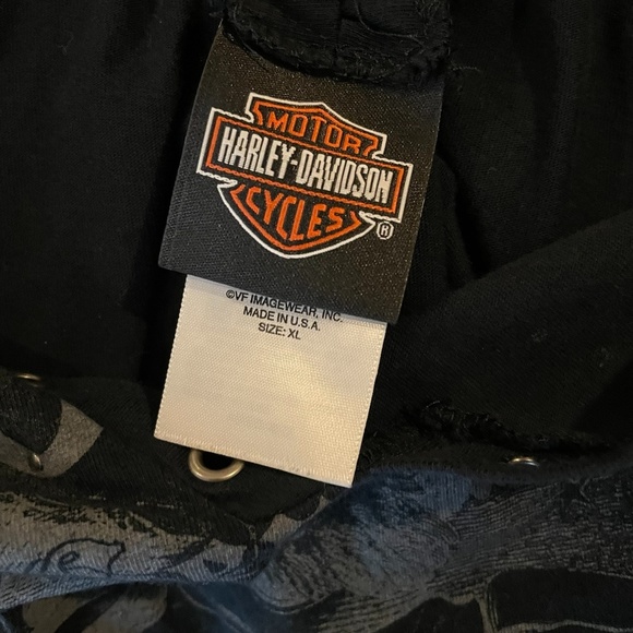 HARLEY Davidson Long Sleeve Grey and Black Top - Picture 10 of 13